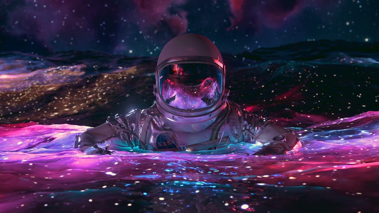 wallpaper de astronauta en el espacio líquido
